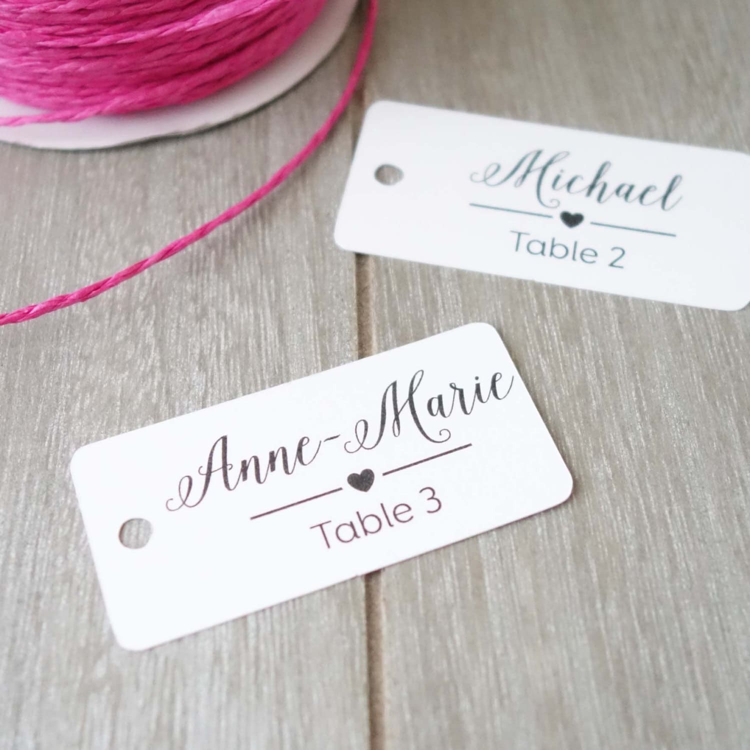 personalised name tags table number 30x60 mm wedding
