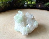 Aura Prehnite on Quartz, Opal Aura Prehnite and Quartz, Aura Quartz, Green Prehnite, Reiki Healing, Rare Mineral Specimen, Mineral Display