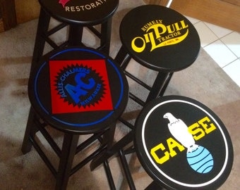 Custom Bar Stool Decals - Set of 2 or 4 ~~ 2 Colors Max Per Stool ~~ Design also Available as Shown ~ Allis Chalmers Rumely Case Tractor