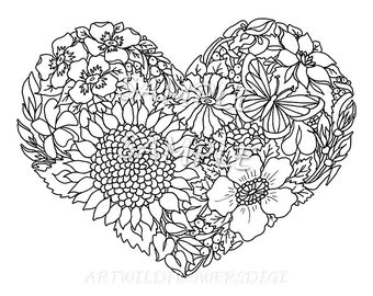 Flower coloring page | Etsy Flower coloring page | Etsy