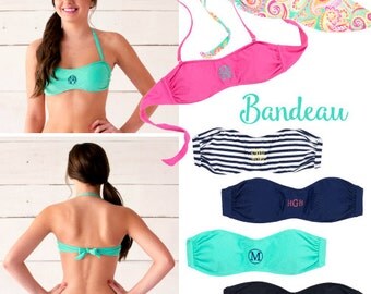 Monogram Bandeau, monogram bandeau top, Monogram Bikini Top, Monogram SwimTop, Monogram Swimsuit,MonogramSpring Break, Personalized Swimsuit