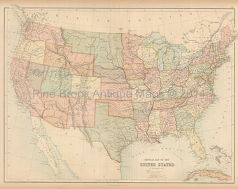 1867 us map | Etsy