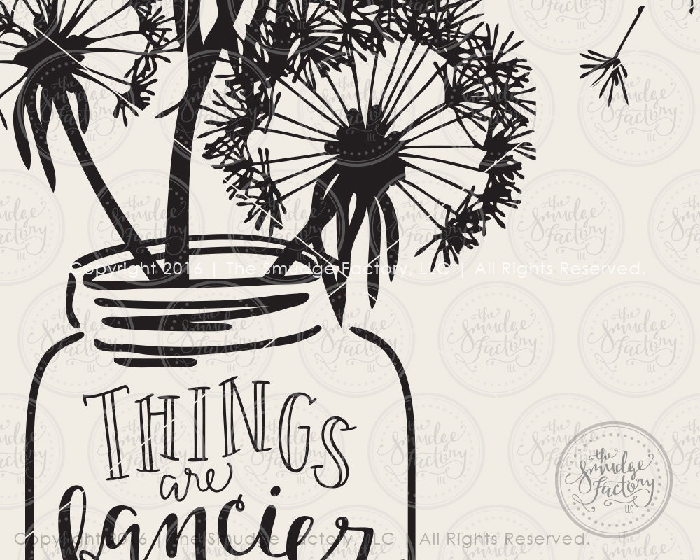 Download Mason Jar SVG Cut File, Dandelion Printable, Hand Lettered ...