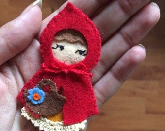 Brooch little Red Riding Hood, fairy brooch