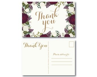 PRINTABLE Thank You Postcard, Printable Thank You Card, Wedding Thank You, Thank You Card, Thank You Postcard, Wedding Postcard #CL123