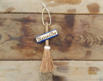 Blessed Be Witches broom, miniature altar besom, small witches broomstick, mini broom decor, hanging broomstick, pagan altar decor, yule dec