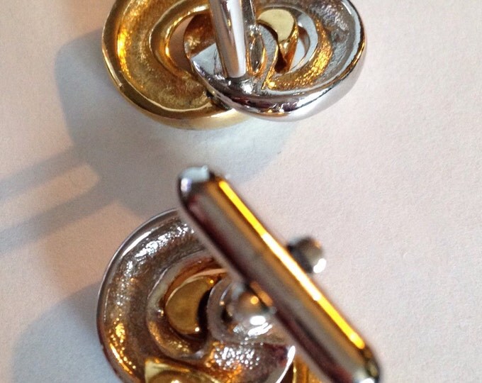 Storewide 25% Off SALE Vintage Two Tone Gold & Silver Interwound Designer Cufflinks Featuring Swirling Knotted Design