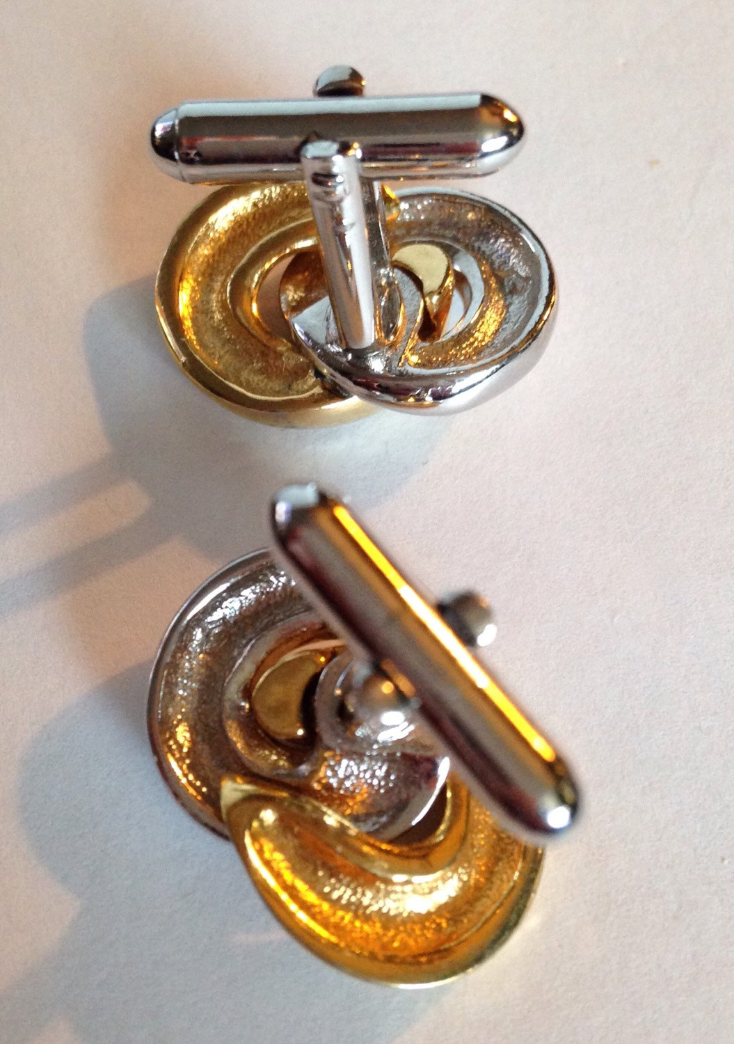 Storewide 25% Off SALE Vintage Two Tone Gold & Silver Interwound Designer Cufflinks Featuring Swirling Knotted Design