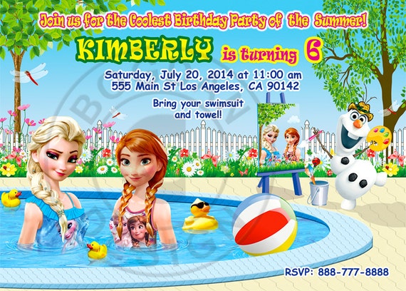 Pool Party Frozen Pool Party Frozen Invitation by BogdanDesign