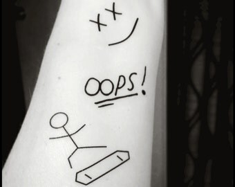 One Direction temporary tattoo set fake tattoos skateboarder OOPS tattoos