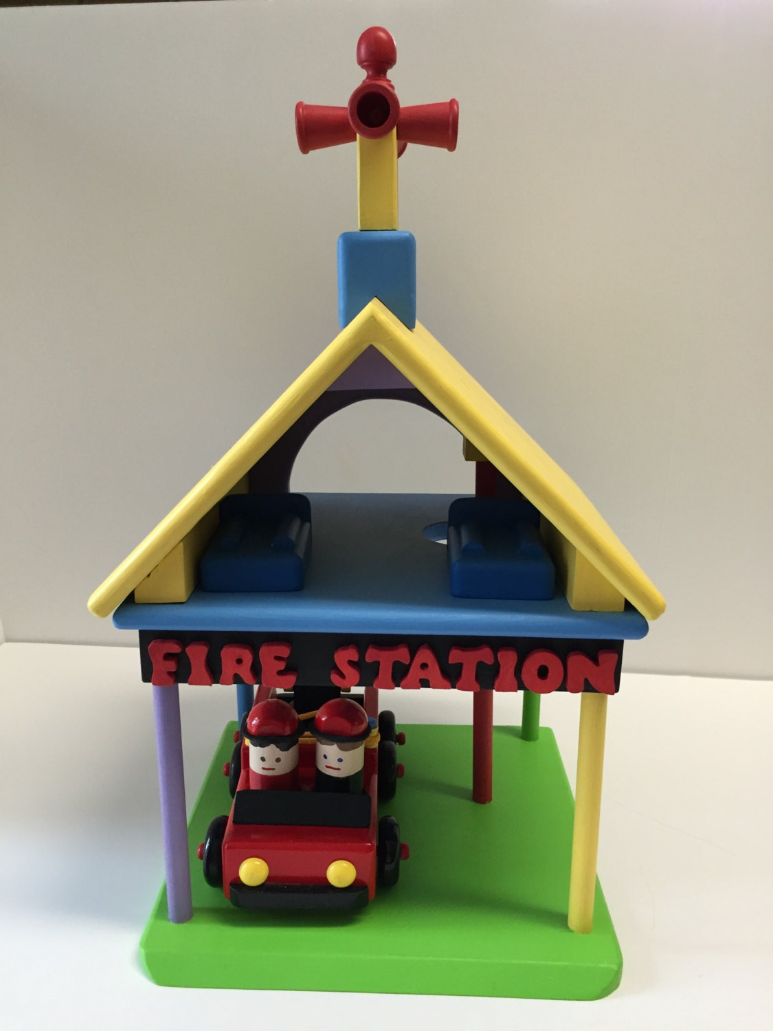 fire station wooden toy set