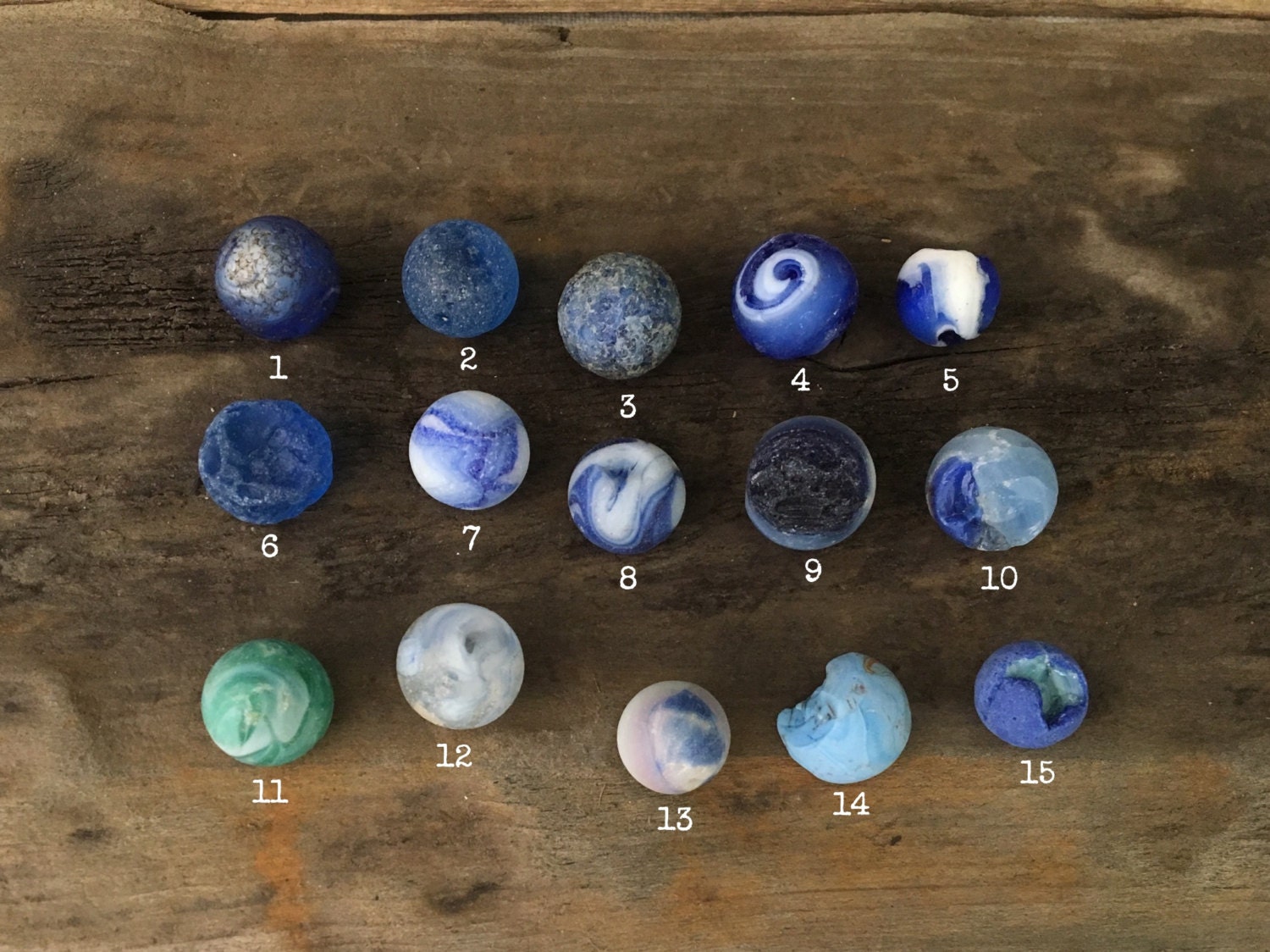 Genuine Sea Glass Marbles Blue Swirl Cobalt Aqua Turquoise