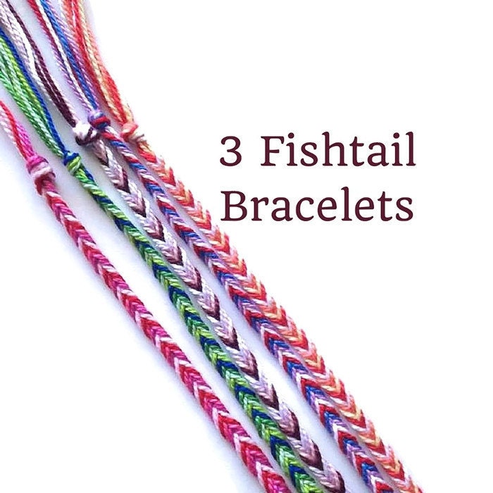 3 String Bracelets Friendship Bracelets Fishtail Bracelets