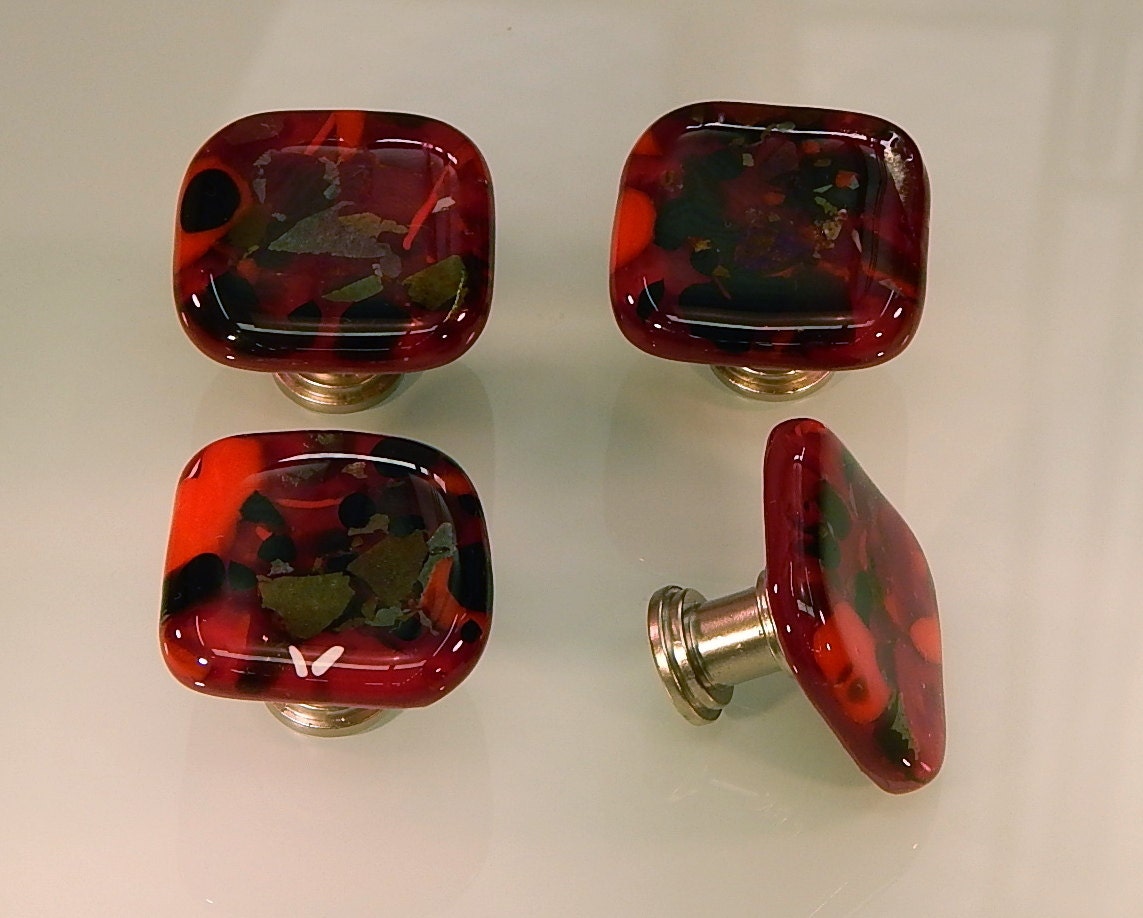 Decorative Art Fused Glass Cabinet Door Knobs Drawer Pulls