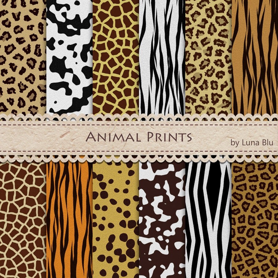 Animal Print Digital Paper Textured Animal by Lunabludesign