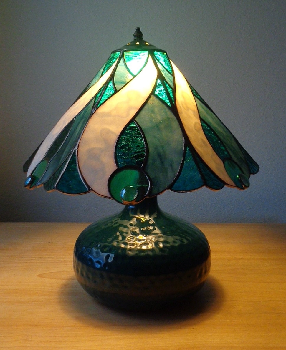 Stained Glass Teal Accent Lamp