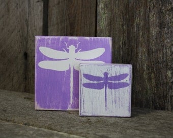 Dragonfly Blocks, Dragonfly Decor, Spring Summer Decor, Dragonfly Art, Dragonfly Home Decor, Weathered Dragonfly Blocks