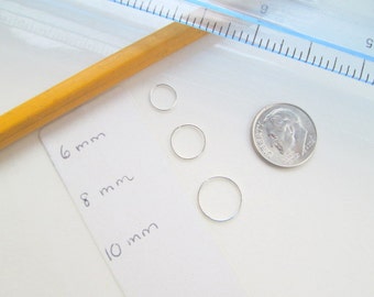 Sterling Silver Nose Ring 22 Gauge, Small Thin Silver Helix Hoop Earring, Silver 6mm 8mm 10mm Helix, Endless Hoop, 6mm 8mm 10mm Septum Ring