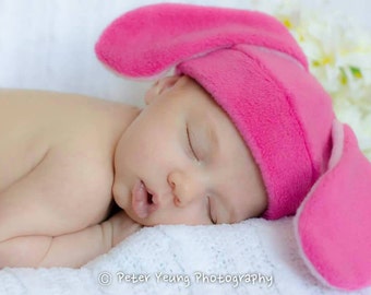Bunny Hat - Rabbit Hat - Pink Ear Rabbit - Bunny Fleece Hat - Cosplay Hat - Anime Bunny Hat - Easter Hat - Baby Shower Gift - Easter Bunny