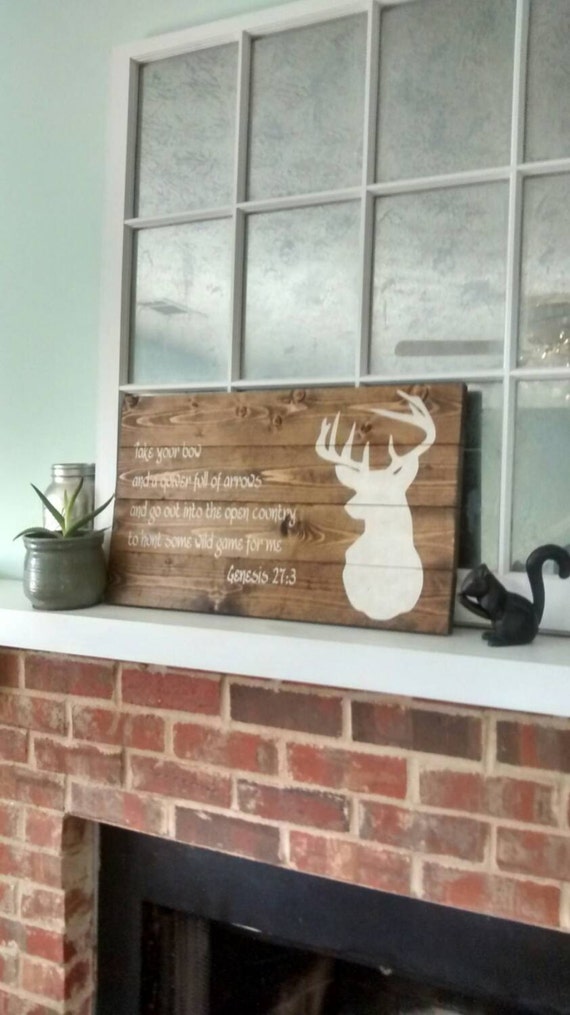 Items similar to Rustic Buck deer doe Bible verse Hunting painting sign