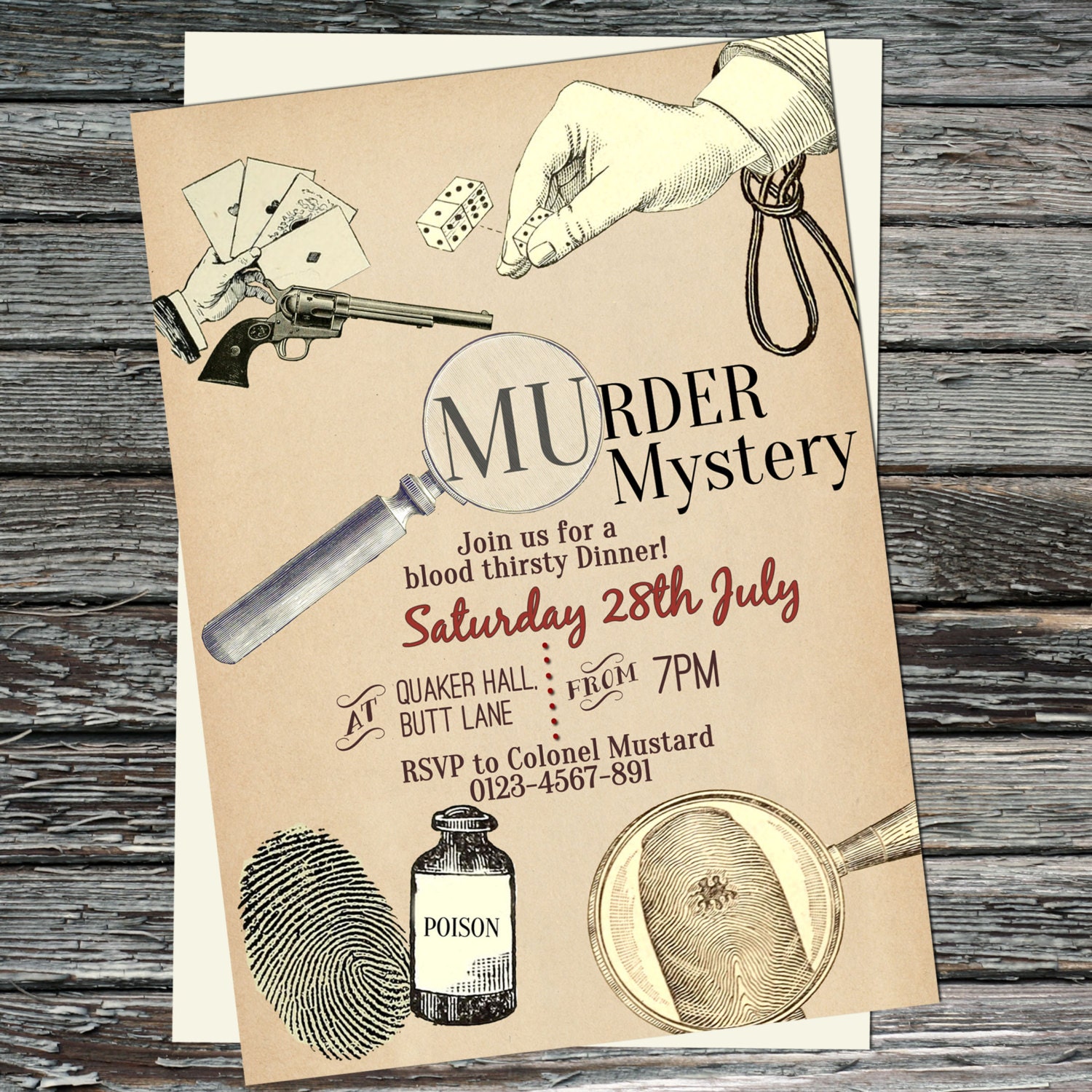 Murder Mystery Party Dinner Invitations printable invite