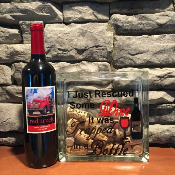 Wine cork holder glass block storage personalize your own
