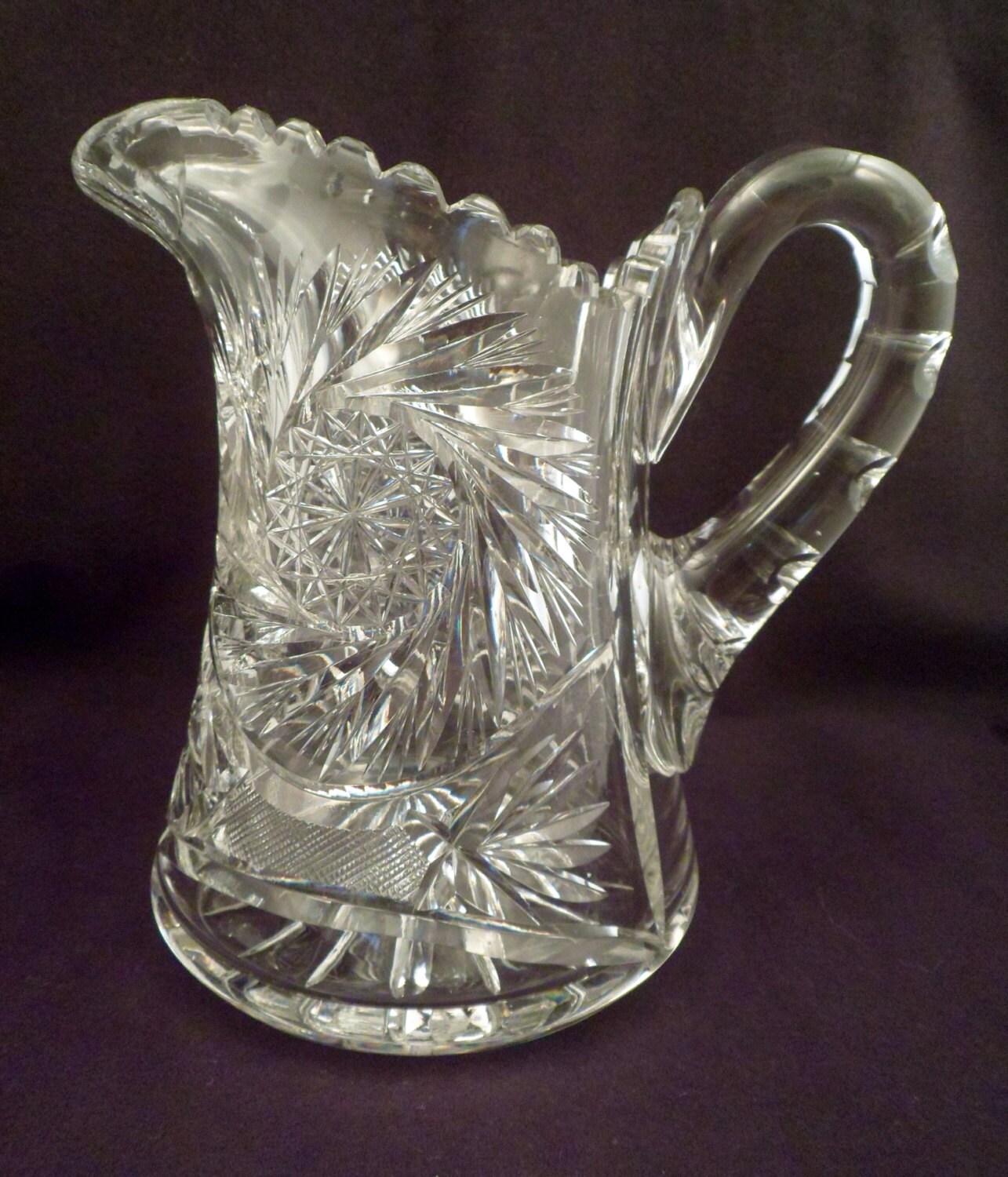 American Brilliant Period Antique Cut Crystal Pitcher Over 4 8604