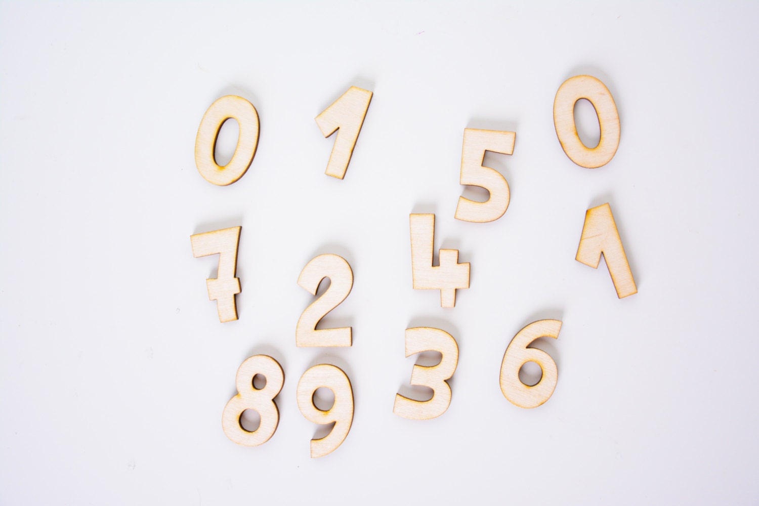 set of small wooden number digit unfinished wooden