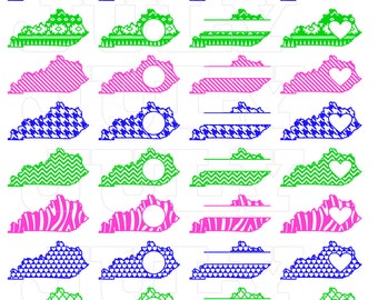 Kentucky SVG Cut Files, Kentucky dxf, Kentucky SVG, dxf, ai, eps, png, Kentucky Monogram SVG, Kentucky State Shapes, Monogram State