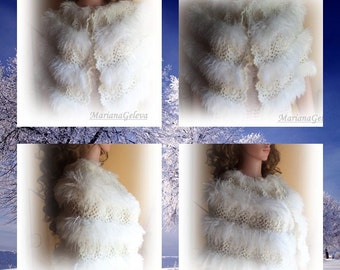 Belle crochet blanc Cache épaules ,étole,capeline ,manteau-écharpe mariage /sur commande