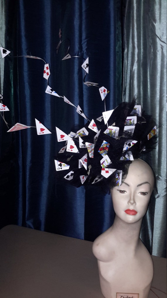 Flurry of cards large crazy headpiece for a mad hatter tea party or any fun event! FREE SHIPPING! by RCMooreVintage steampunk buy now online