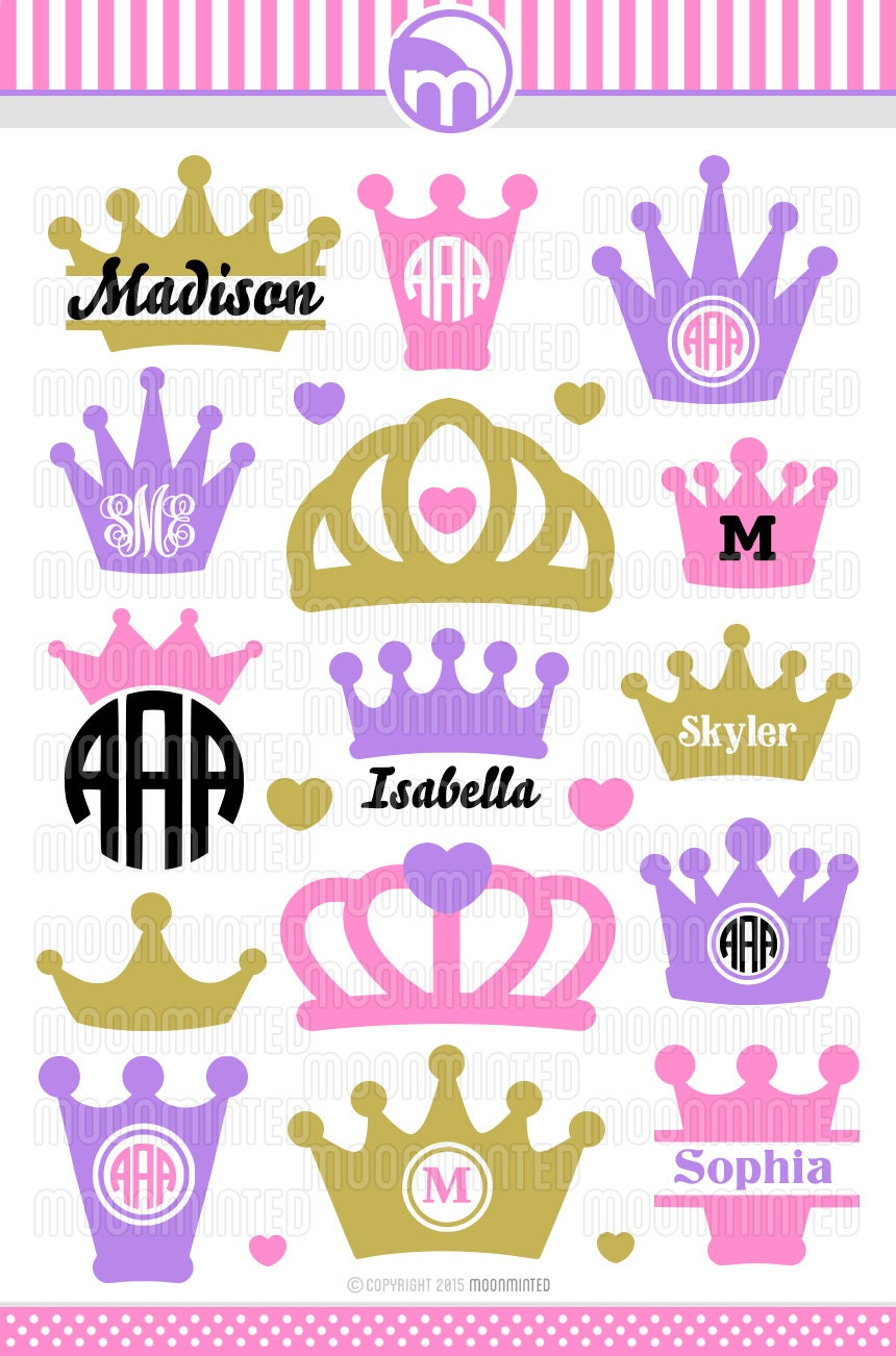 Download Princess Crown SVG Cut Files Monogram Frames for Vinyl