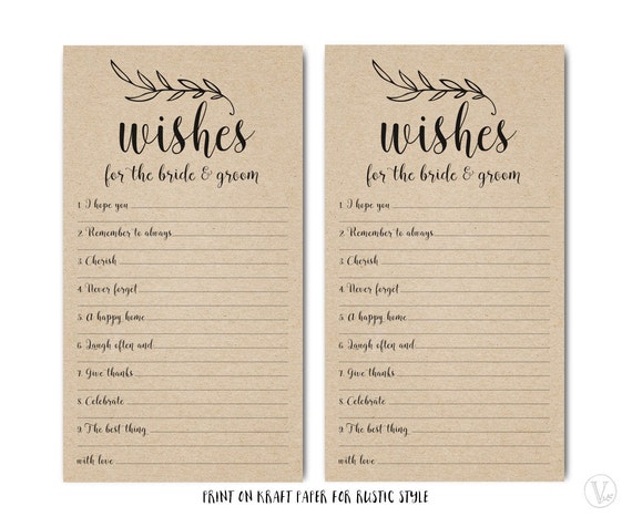 Printable Wishes for the Bride and Groom Template Wedding