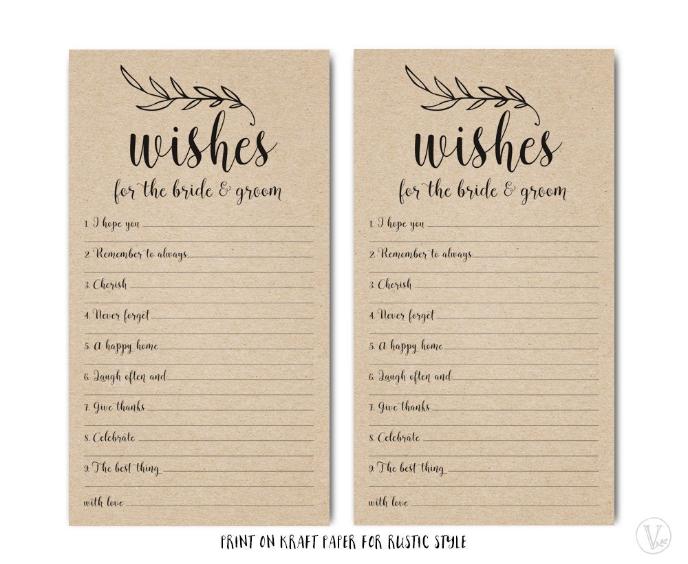 Printable Wishes for the Bride and Groom Template Wedding