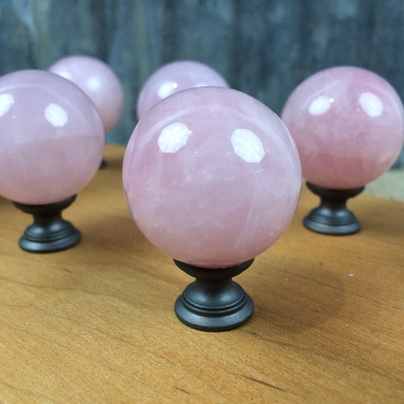Translucent Pink/Rose Quartz Glass Stone Knob/Drawer