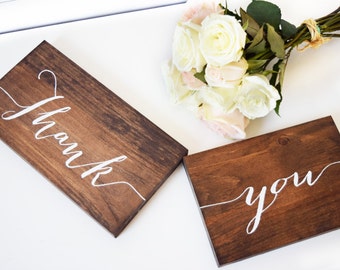 Wedding Thank You Signs- Wedding Photo Prop- Wooden Wedding Signs- Rustic Wedding Decor- Woodland Wedding Decor- Wedding Signage