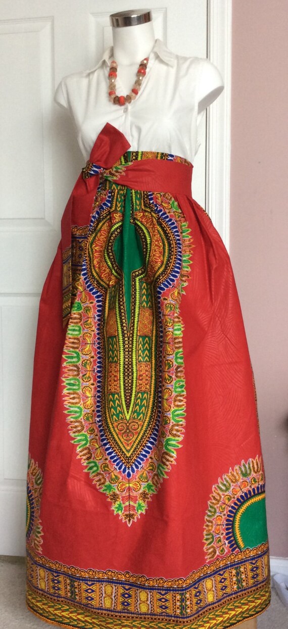 Esty Ankara/African Maxi Skirt with two Pocket and by Holydesigns