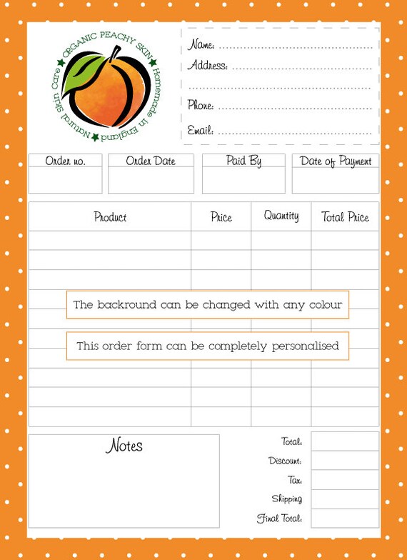 order form custom order form printable work at home