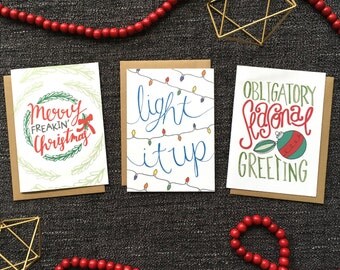 Christmas Card Set of 6 - Holiday Card Set, Xmas Card Set, Funny Christmas Card Set, Merry Christmas Card Set