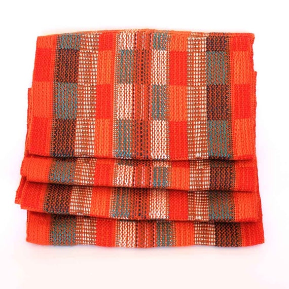 Blue and Orange Scarf Handwoven Womens by ArtisansintheAndes