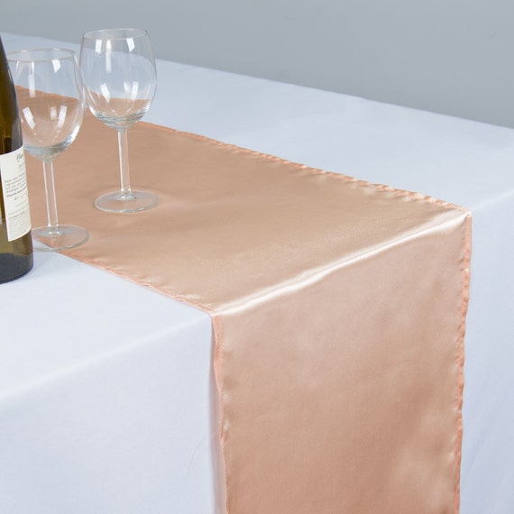 Peach Satin Table Runner Wedding Table Runner by GOLinen on Etsy