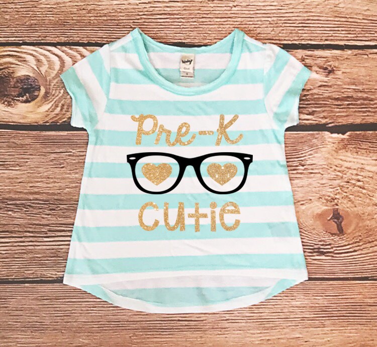 PreK Cutie Girls Glitter Shirt Girl Sparkle Top Back to
