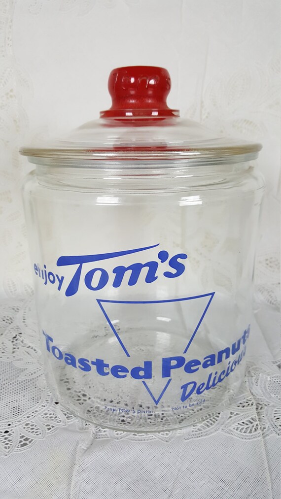 Vintage Toms Toasted Peanuts Jar Blue Label by PlethoraOfJunk Etsy