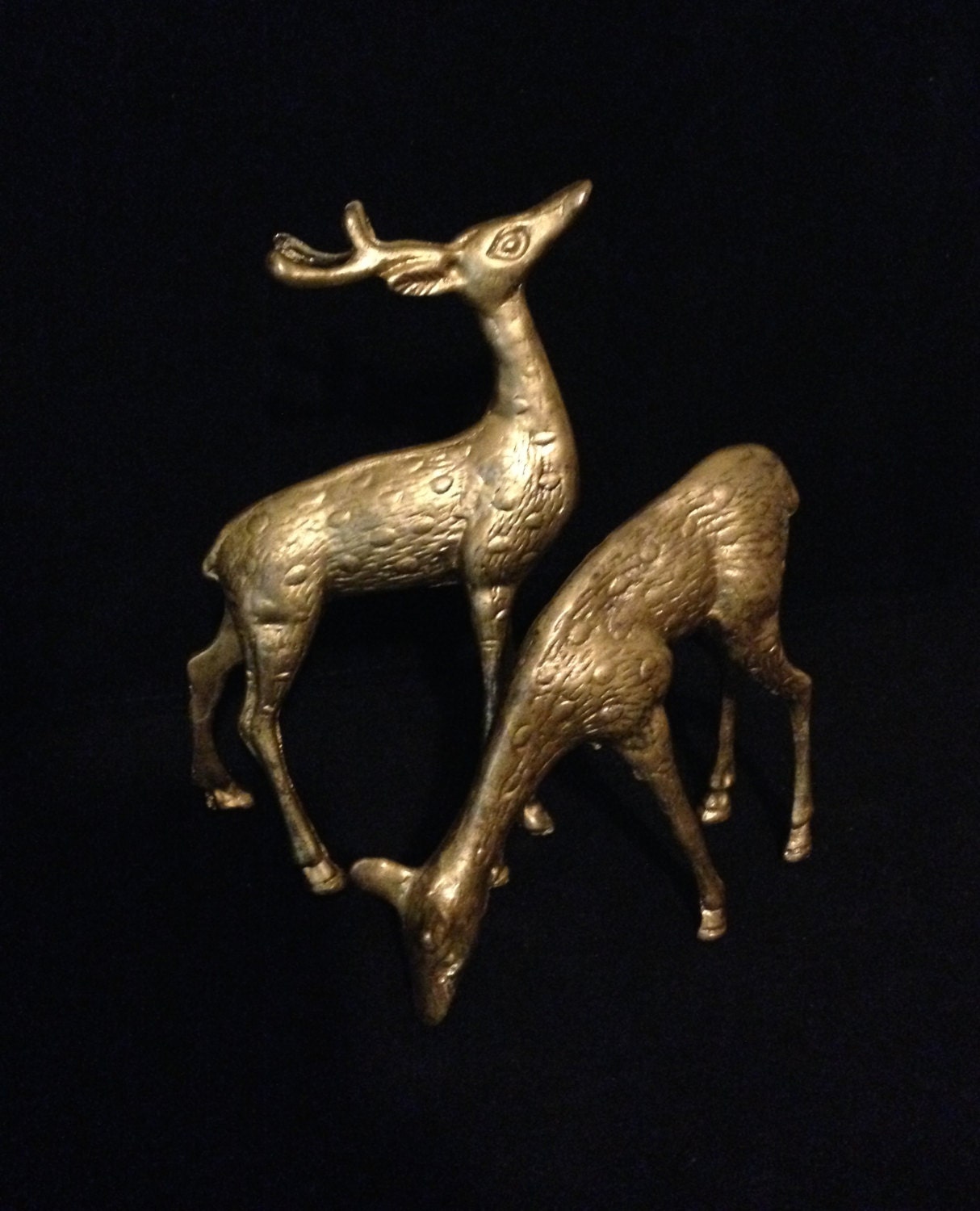 Vintage Brass Deer Figurines Brass Animals Male Female Set