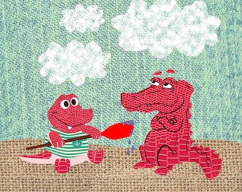 Alligator Clip Art - Textile Crocodile Clip Art, Cotton Textile, Burlap Textile, Cotton Clip Art, Gator Clip Art, Clip Art Crocodile, Snake