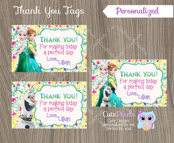 Frozen Fever Thank You Tags Frozen Tags Frozen Favor tags