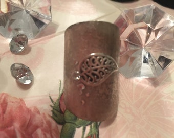 Ring made of silver spoons with fribem leaves and rhinestones