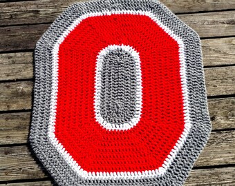 ohio state buckeyes crochet rug handmade block o throw rug ohio state buckeyes crochet rug handmade block o throw rug