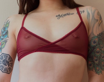 Burgundy Sweet Heart Bralette - Sweet Tooth Lingerie