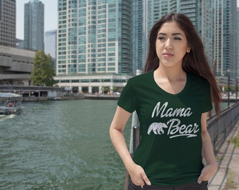 Women's Mama Bear Shirt Printed Mothers Day T-shirt #1311 By Expression Tees Trending Clothing / Apparel Usa Seller